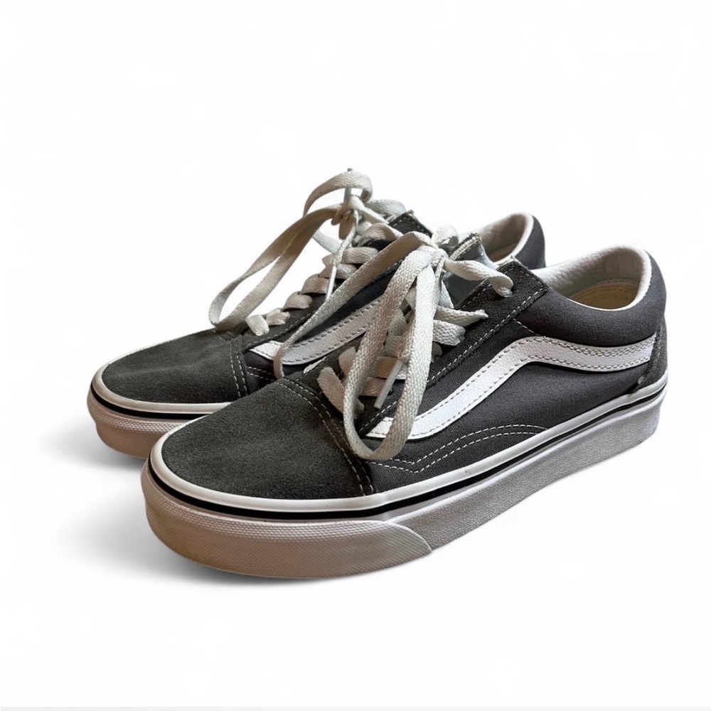 Vans Classic Grey and White Low-Tops - Picture 1 of 8